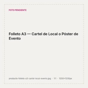 Folleto A3 impreso para cartel de vidriera con tipografía grande y llamativa