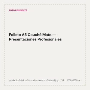 Folleto A5 impreso en papel couché mate con acabado premium para presentaciones