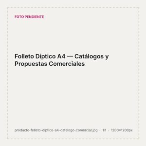 Folleto díptico A4 impreso para propuesta comercial con cuatro paneles