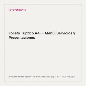 Folleto tríptico A4 impreso para menú de restaurante con tres paneles