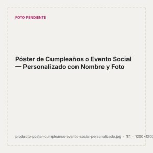 Póster personalizado para cumpleaños impreso con nombre, foto y decoración en colores pasteles